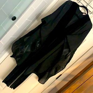 Black organza sleeve and velvet unitard